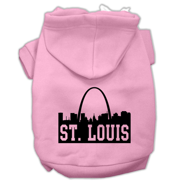 St Louis Skyline Screen Print Pet Hoodies Light Pink Size Lg GreatEagleInc