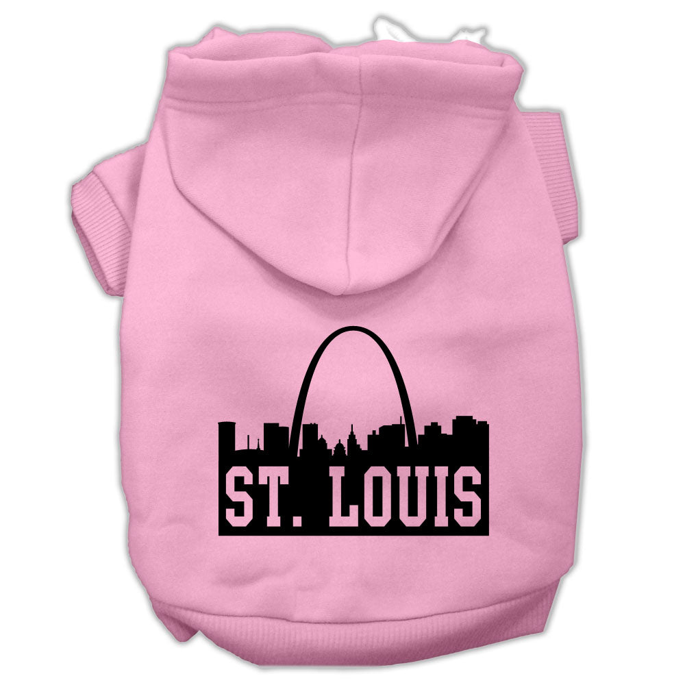 St Louis Skyline Screen Print Pet Hoodies Light Pink Size Sm GreatEagleInc