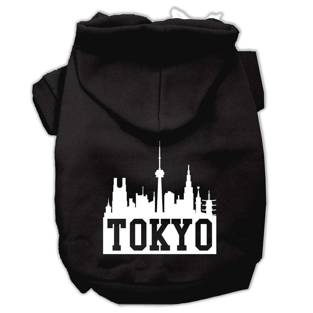 Tokyo Skyline Screen Print Pet Hoodies Black Size Lg GreatEagleInc
