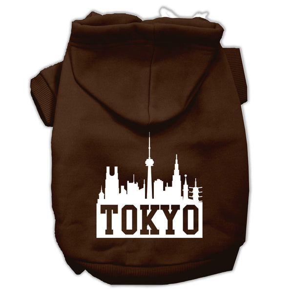 Tokyo Skyline Screen Print Pet Hoodies Brown Size Lg GreatEagleInc