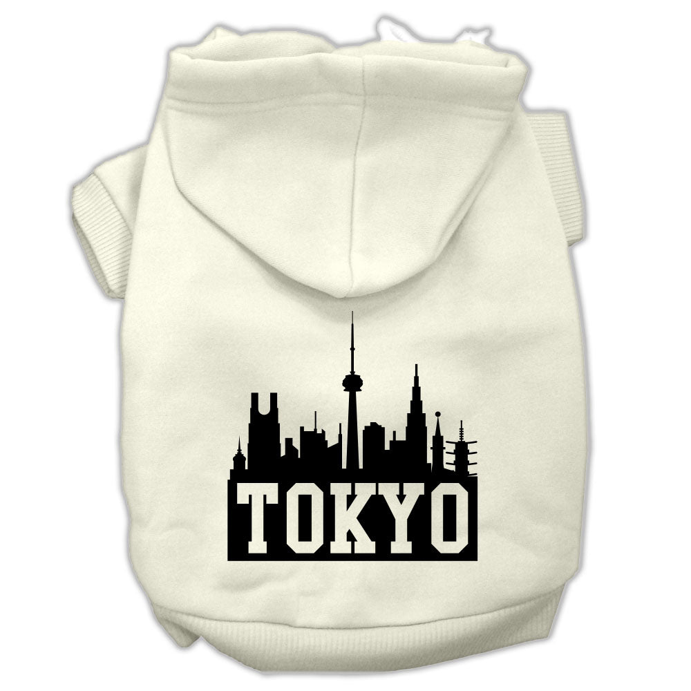 Tokyo Skyline Screen Print Pet Hoodies Cream Size Lg GreatEagleInc
