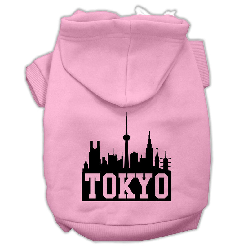 Tokyo Skyline Screen Print Pet Hoodies Light Pink Size Lg GreatEagleInc
