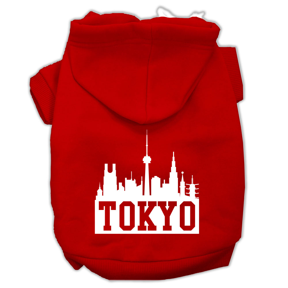 Tokyo Skyline Screen Print Pet Hoodies Red Size Med GreatEagleInc