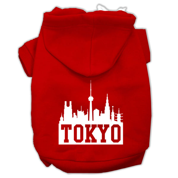Tokyo Skyline Screen Print Pet Hoodies Red Size Med GreatEagleInc