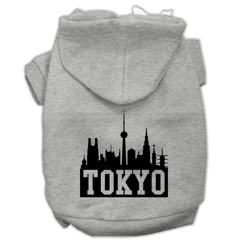 Tokyo Skyline Screen Print Pet Hoodies Grey Size Xs GreatEagleInc