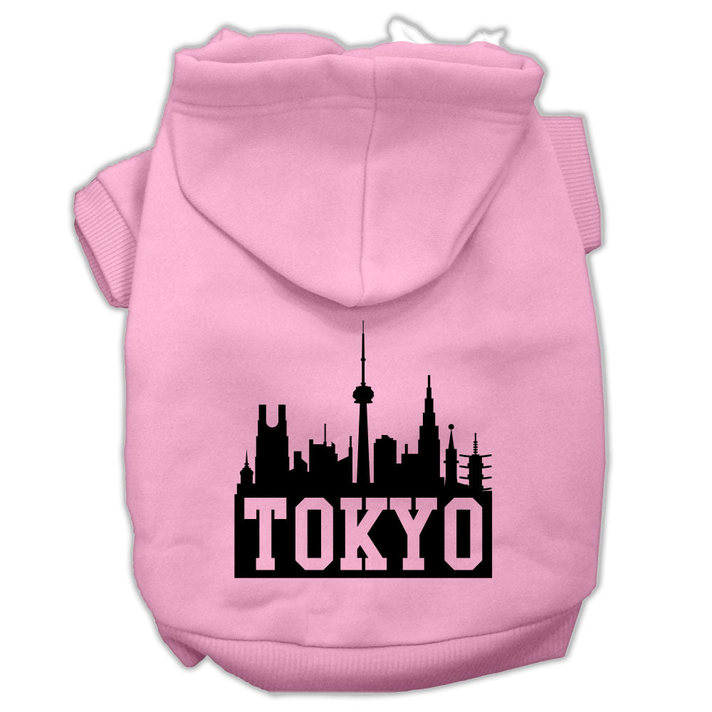 Tokyo Skyline Screen Print Pet Hoodies Light Pink Size Xs GreatEagleInc