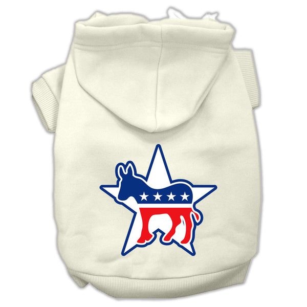 Democrat Screen Print Pet Hoodies Cream Size Lg GreatEagleInc