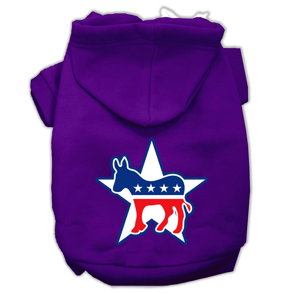 Democrat Screen Print Pet Hoodies Purple Size Lg GreatEagleInc