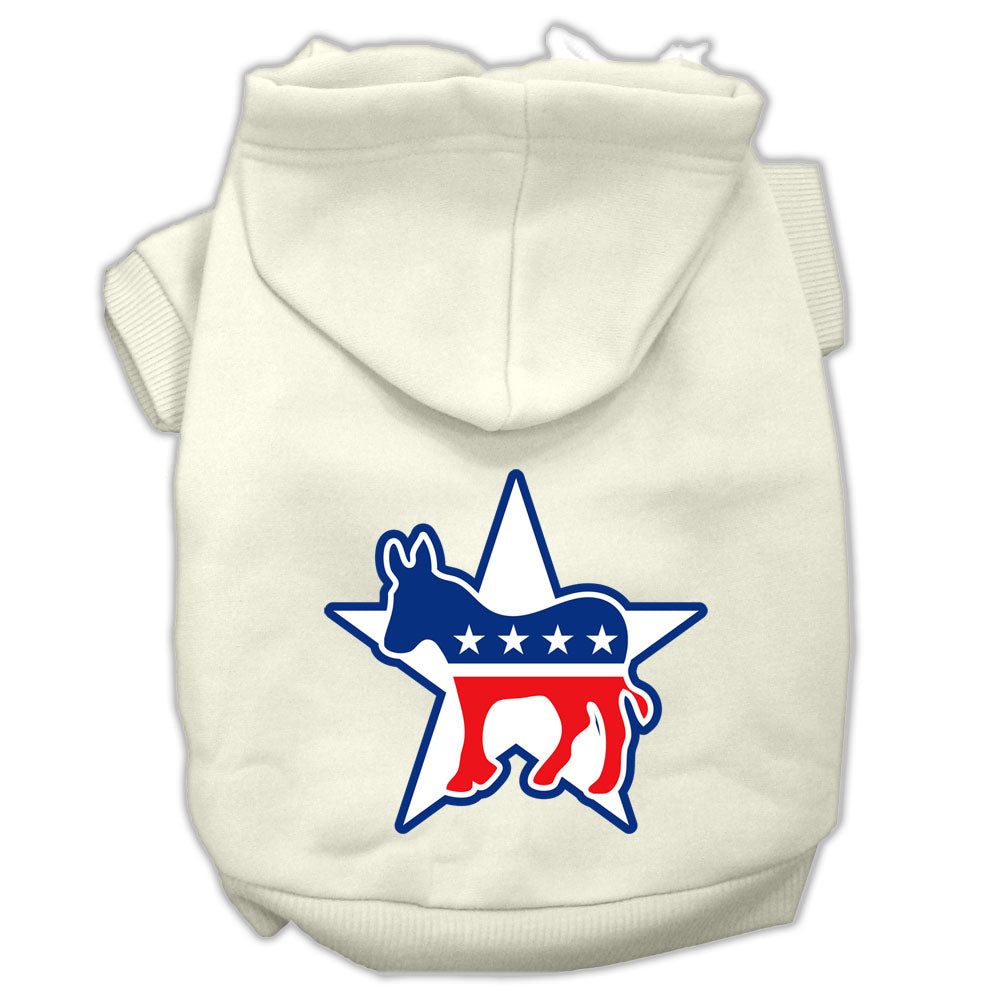 Democrat Screen Print Pet Hoodies Cream Size Sm GreatEagleInc