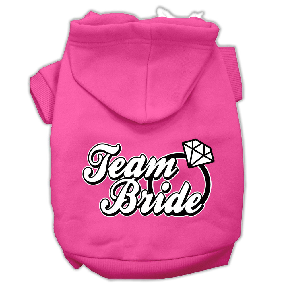 Team Bride Screen Print Pet Hoodies Bright Pink Size Lg GreatEagleInc