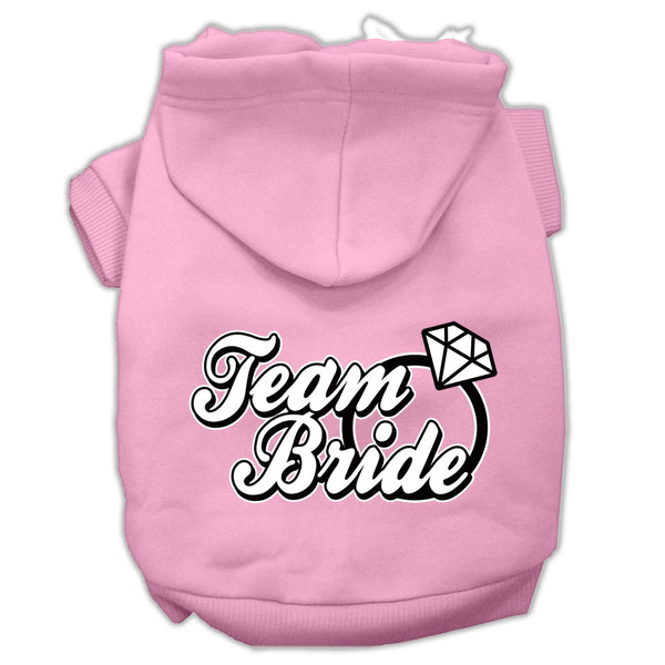 Team Bride Screen Print Pet Hoodies Light Pink Size Lg GreatEagleInc