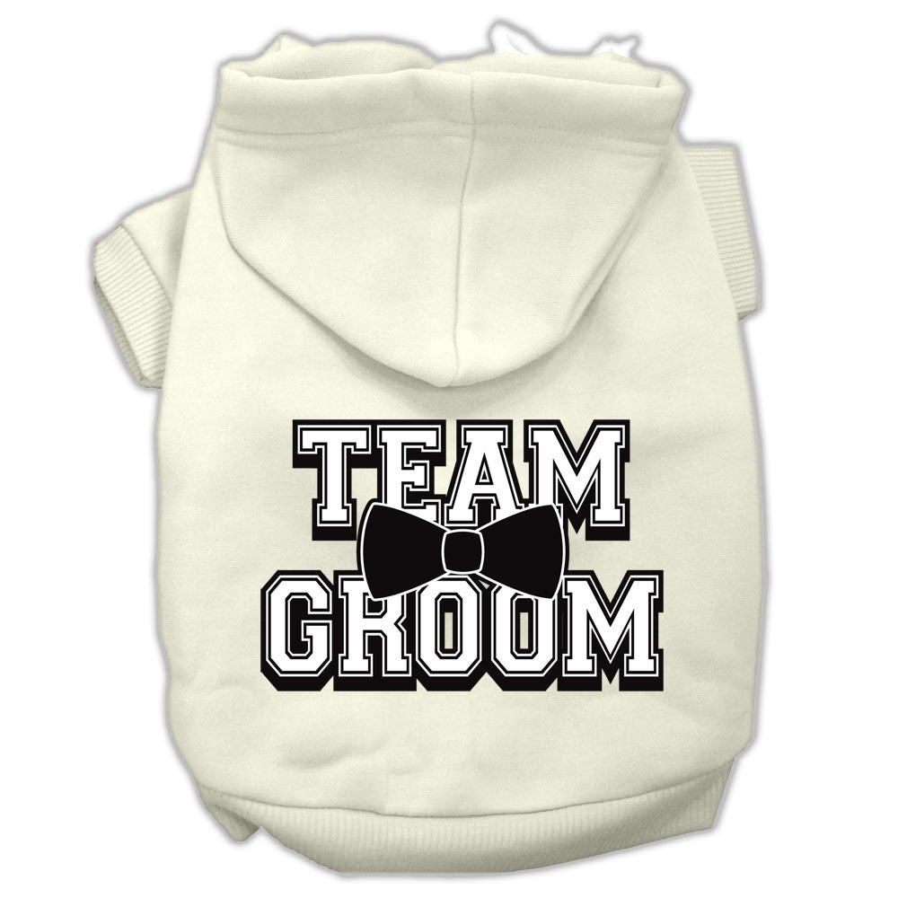 Team Groom Screen Print Pet Hoodies Cream Size Lg GreatEagleInc