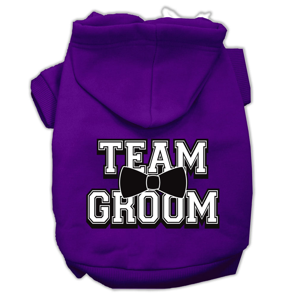 Team Groom Screen Print Pet Hoodies Purple Size Lg GreatEagleInc
