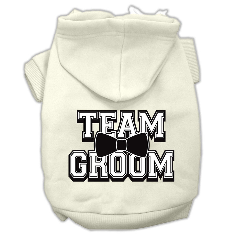 Team Groom Screen Print Pet Hoodies Cream Size Xs GreatEagleInc