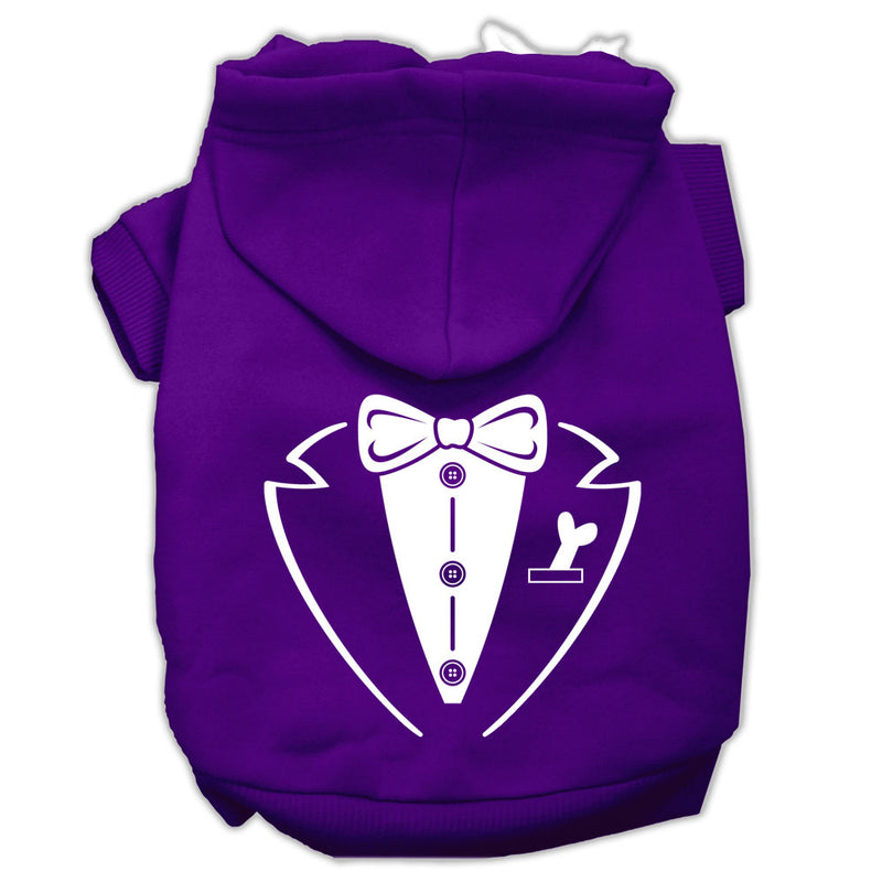 Tuxedo Screen Print Pet Hoodies Purple Size Lg GreatEagleInc