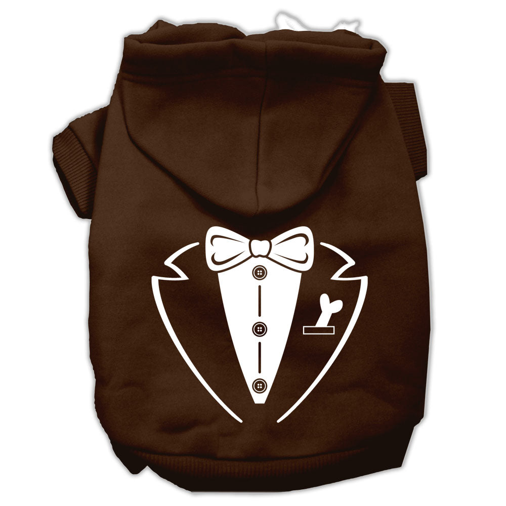 Tuxedo Screen Print Pet Hoodies Brown Size Sm GreatEagleInc