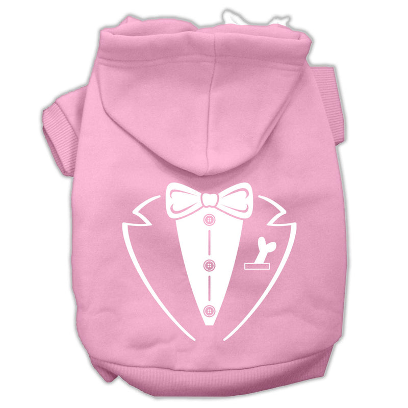 Tuxedo Screen Print Pet Hoodies Light Pink Size Xs GreatEagleInc