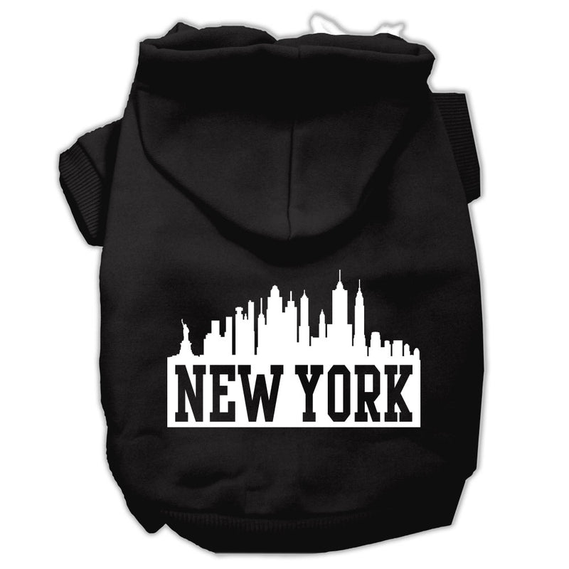 New York Skyline Screen Print Pet Hoodies Black Size Med GreatEagleInc