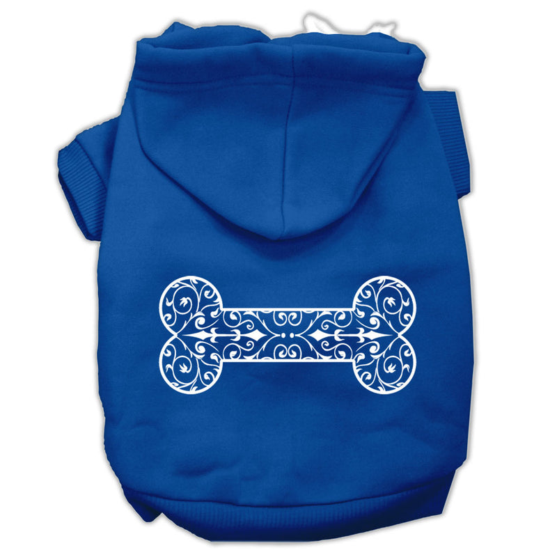 Henna Bone Screen Print Pet Hoodies Blue Size Lg GreatEagleInc