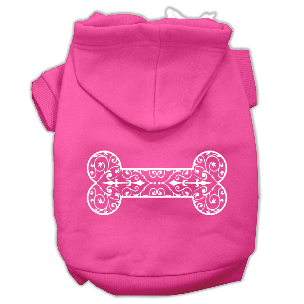 Henna Bone Screen Print Pet Hoodies Bright Pink Size Lg GreatEagleInc