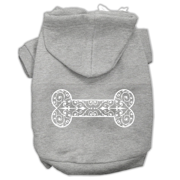 Henna Bone Screen Print Pet Hoodies Grey Size Lg GreatEagleInc