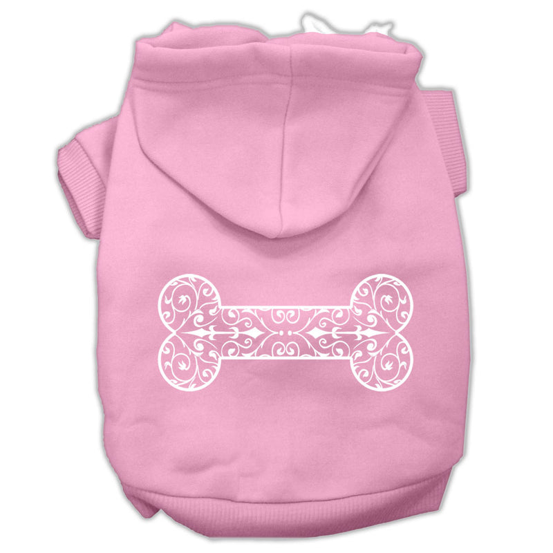 Henna Bone Screen Print Pet Hoodies Light Pink Size Lg GreatEagleInc