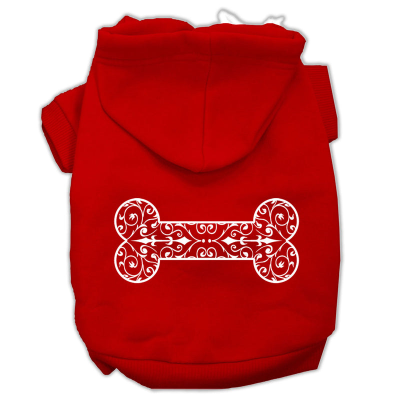 Henna Bone Screen Print Pet Hoodies Red Size Lg GreatEagleInc