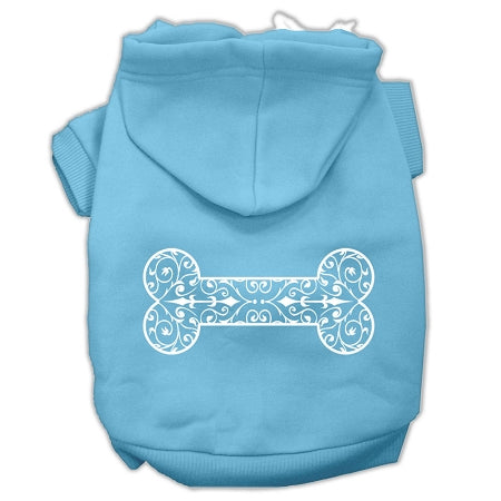 Henna Bone Screen Print Pet Hoodies Baby Blue Size Med GreatEagleInc