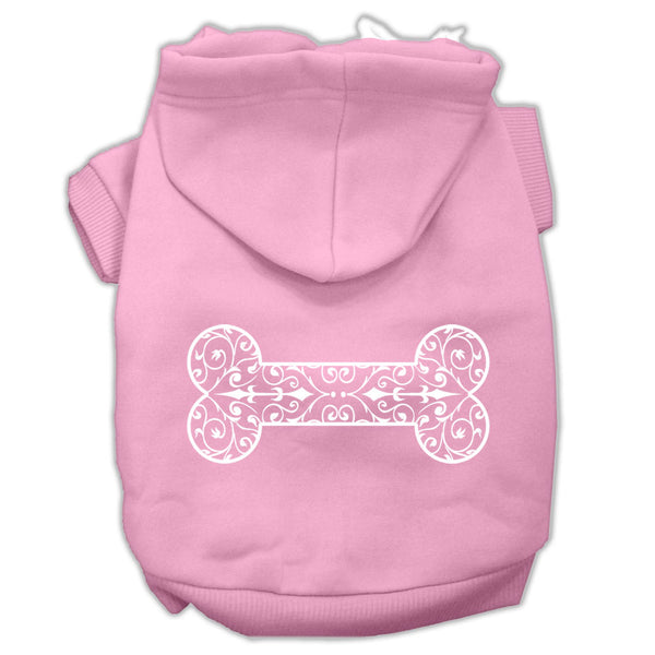 Henna Bone Screen Print Pet Hoodies Light Pink Size Med GreatEagleInc