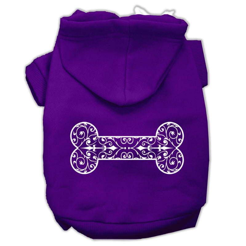 Henna Bone Screen Print Pet Hoodies Purple Size Med GreatEagleInc