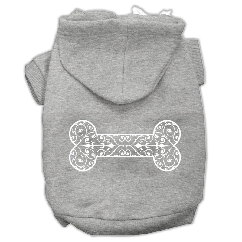 Henna Bone Screen Print Pet Hoodies Grey Size Sm GreatEagleInc