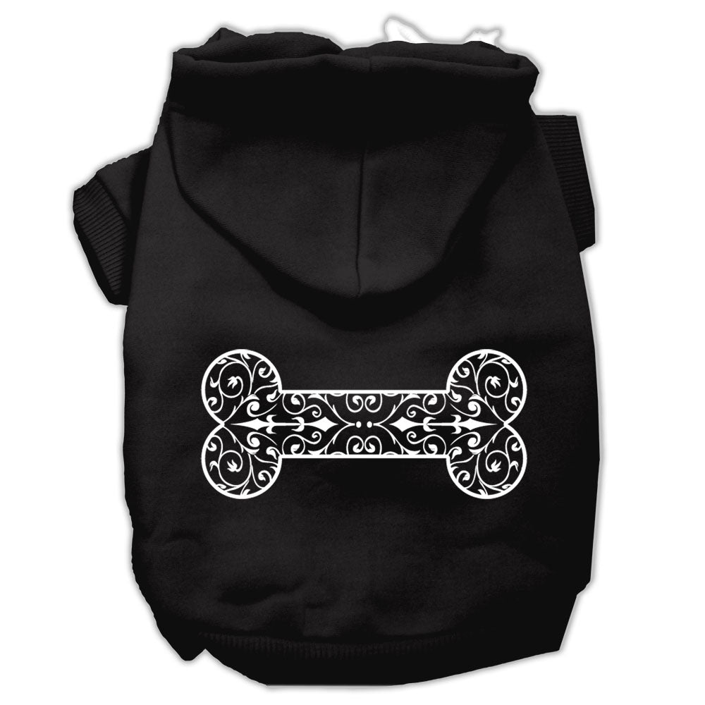 Henna Bone Screen Print Pet Hoodies Black Size Xs GreatEagleInc