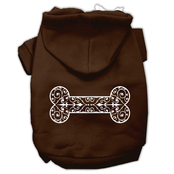 Henna Bone Screen Print Pet Hoodies Brown Size Xs GreatEagleInc