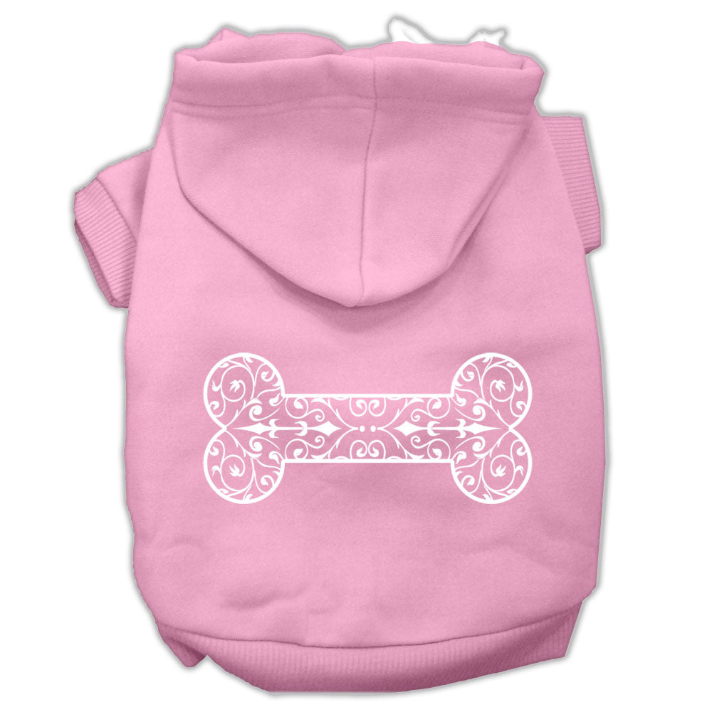 Henna Bone Screen Print Pet Hoodies Light Pink Size Xs GreatEagleInc