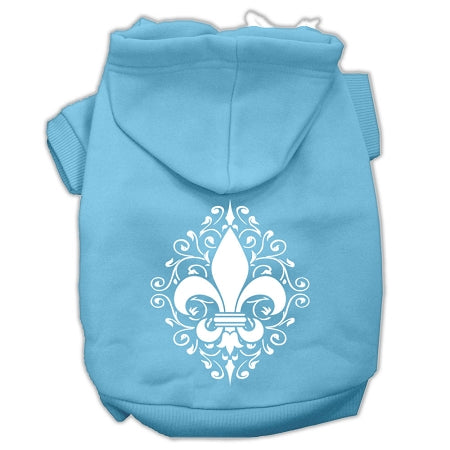 Henna Fleur De Lis Screen Print Pet Hoodies Baby Blue Size Lg GreatEagleInc