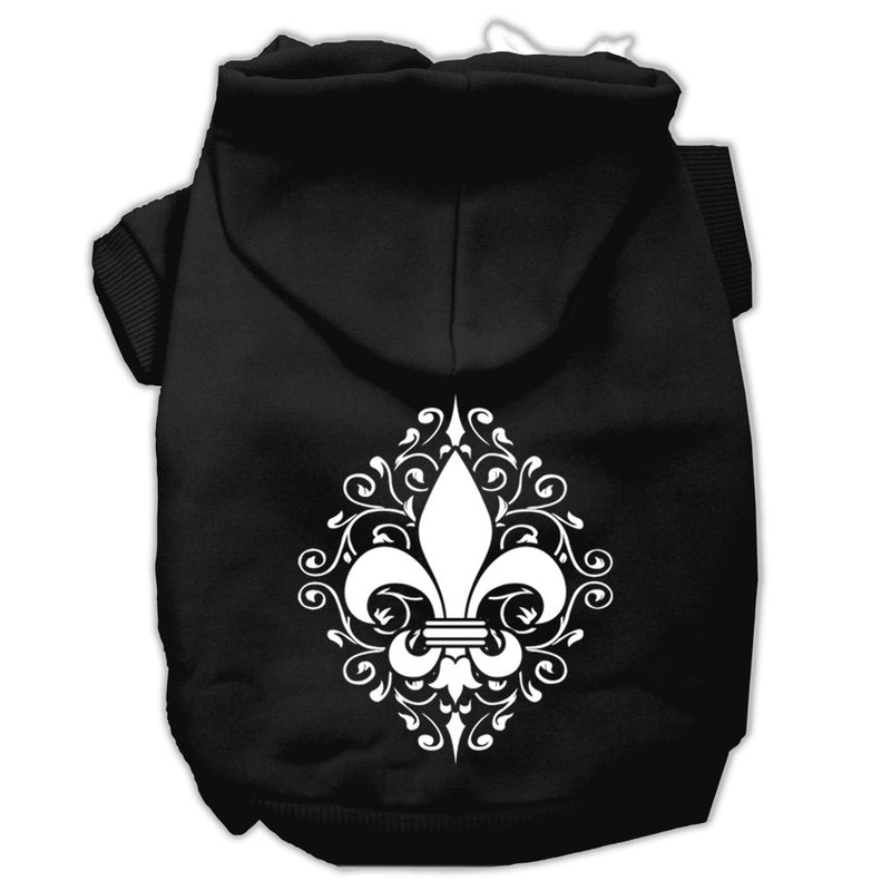 Henna Fleur De Lis Screen Print Pet Hoodies Black Size Lg GreatEagleInc