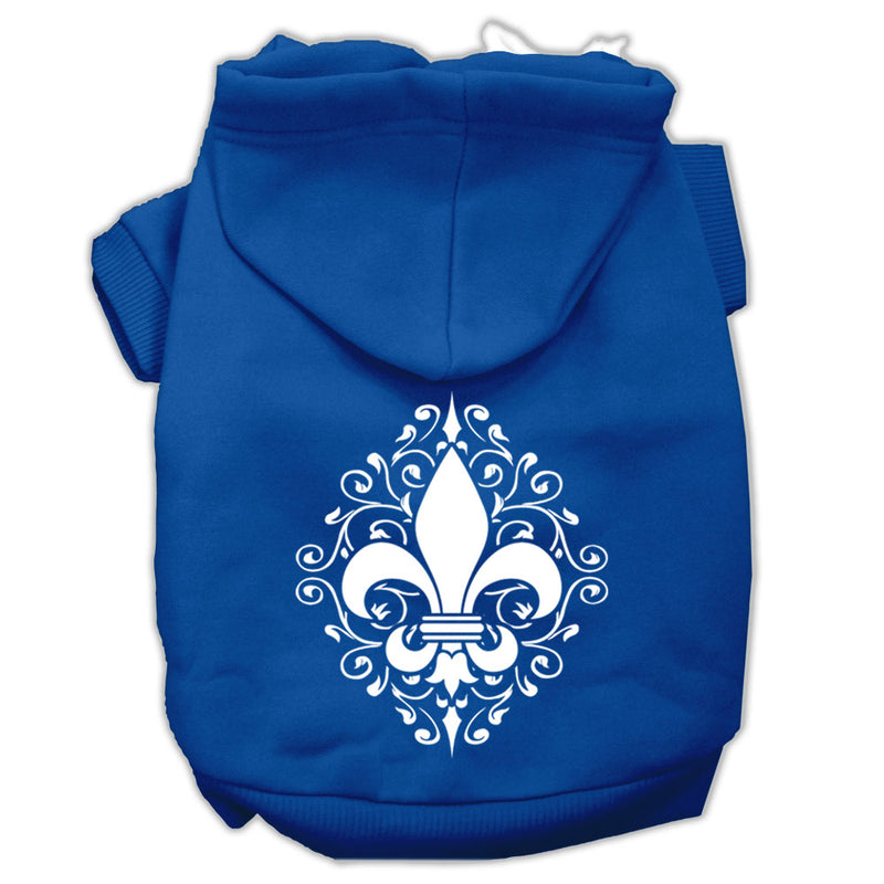 Henna Fleur De Lis Screen Print Pet Hoodies Blue Size Lg GreatEagleInc