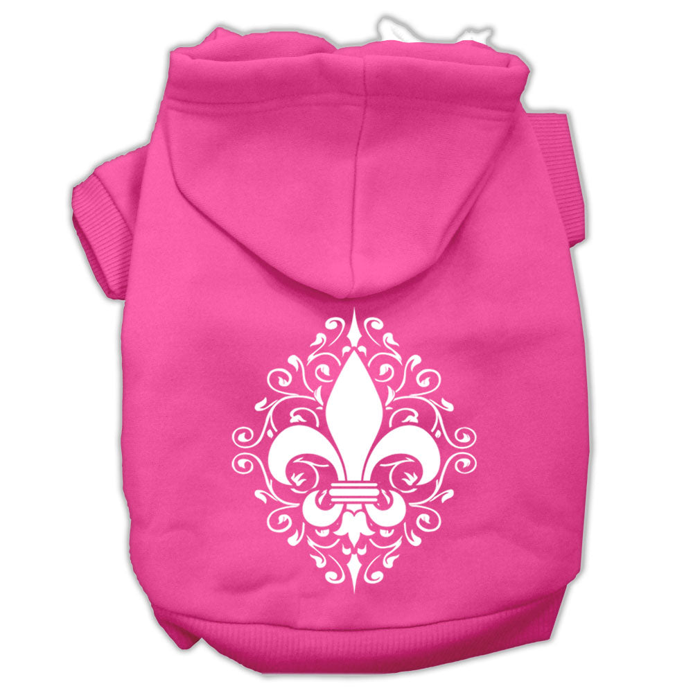 Henna Fleur De Lis Screen Print Pet Hoodies Bright Pink Size Lg GreatEagleInc