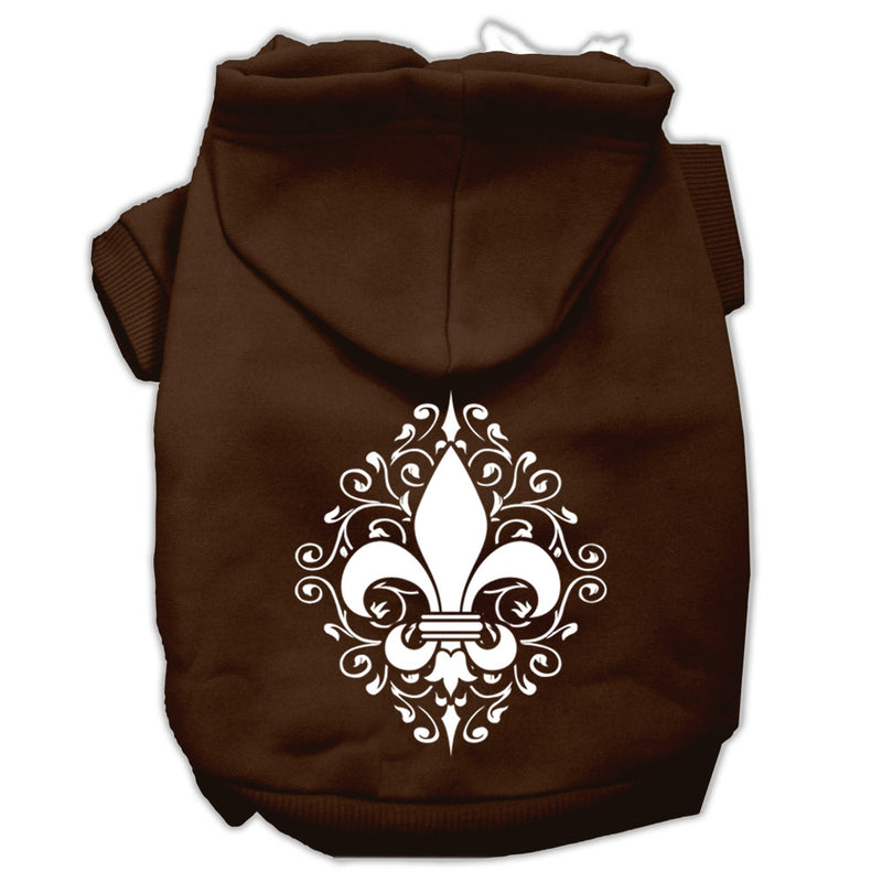 Henna Fleur De Lis Screen Print Pet Hoodies Brown Size Lg GreatEagleInc