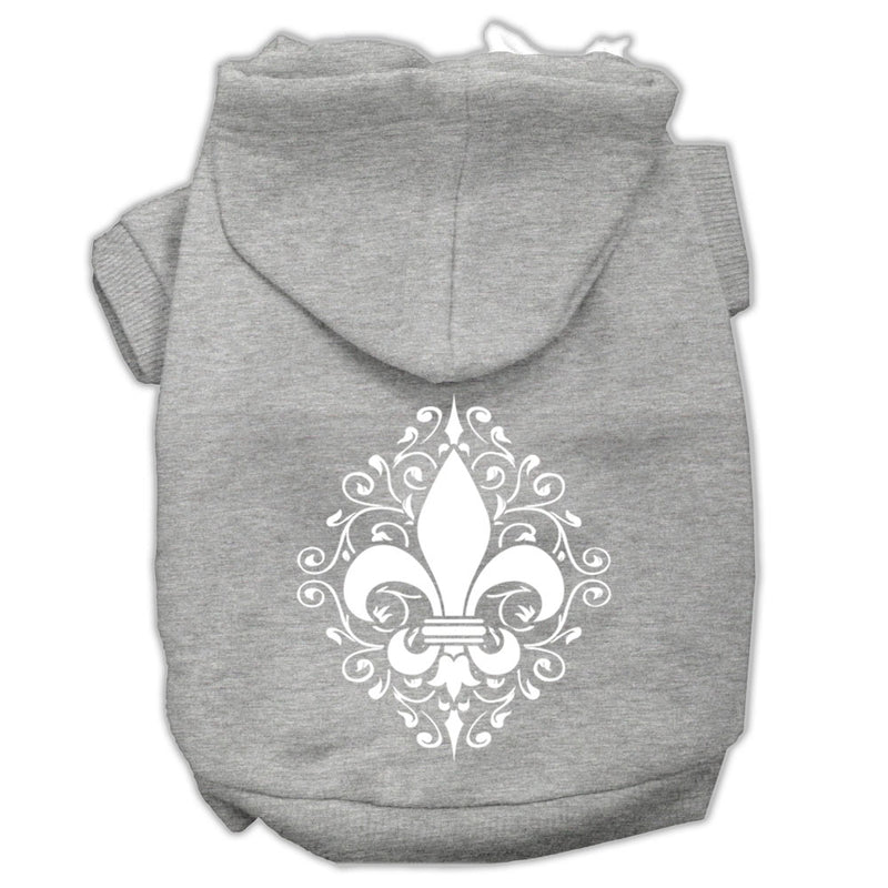 Henna Fleur De Lis Screen Print Pet Hoodies Grey Size Lg GreatEagleInc