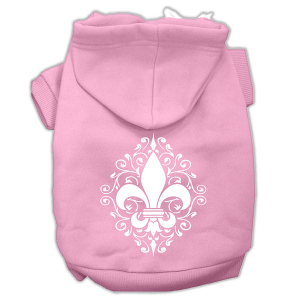 Henna Fleur De Lis Screen Print Pet Hoodies Light Pink Size Lg GreatEagleInc