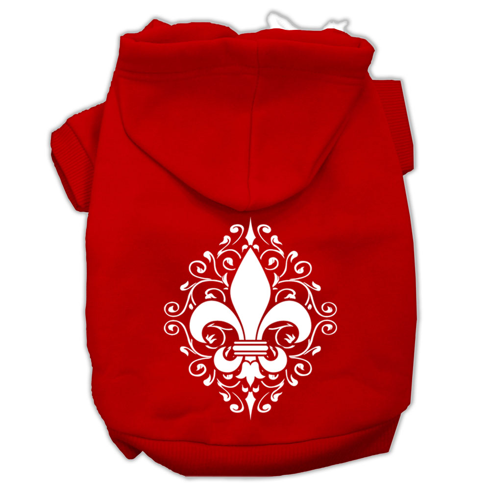 Henna Fleur De Lis Screen Print Pet Hoodies Red Size Lg GreatEagleInc