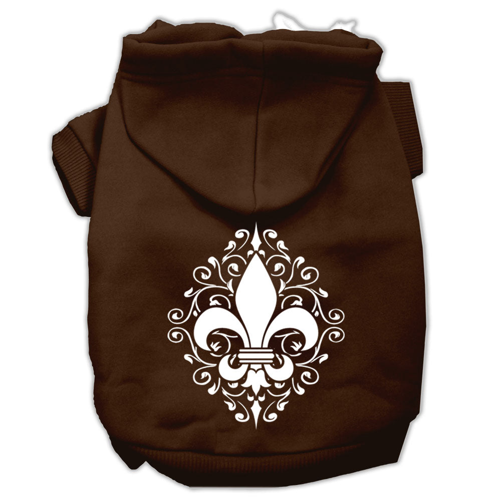 Henna Fleur De Lis Screen Print Pet Hoodies Brown Size Sm GreatEagleInc