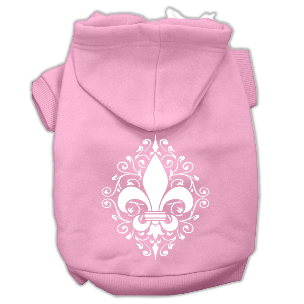 Henna Fleur De Lis Screen Print Pet Hoodies Light Pink Size Xl GreatEagleInc