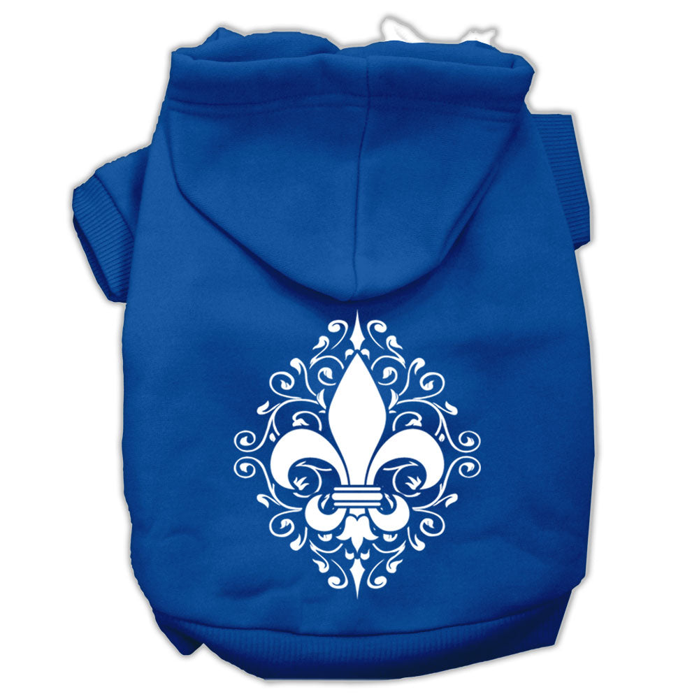 Henna Fleur De Lis Screen Print Pet Hoodies Blue Size Xs GreatEagleInc