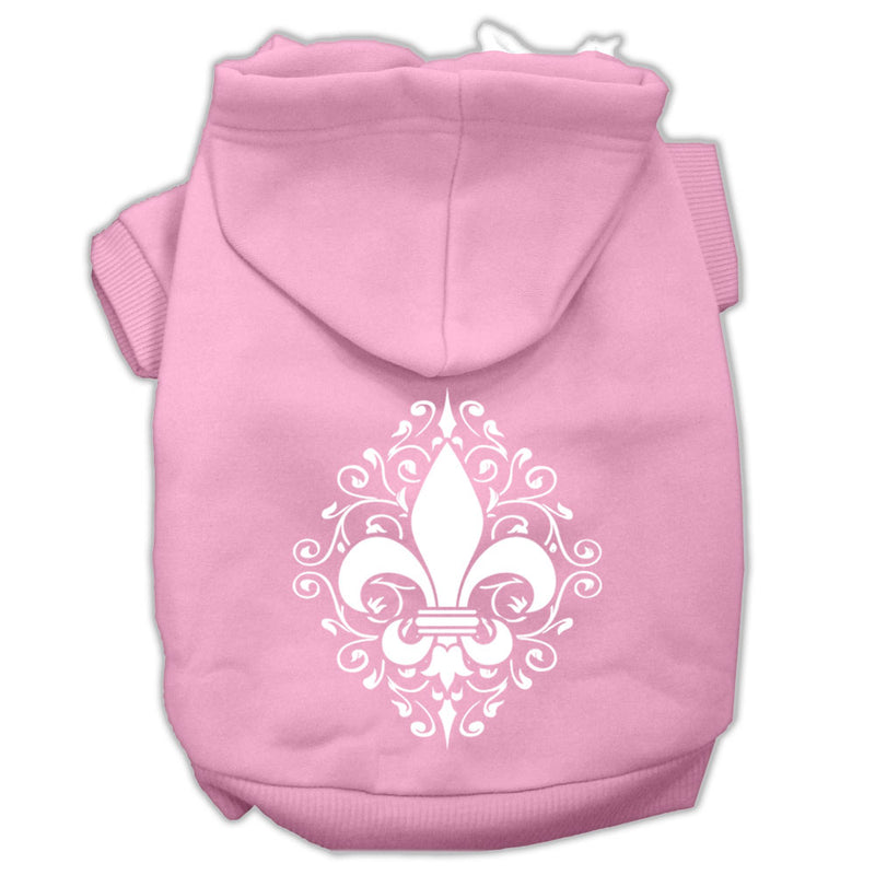 Henna Fleur De Lis Screen Print Pet Hoodies Light Pink Size Xs GreatEagleInc