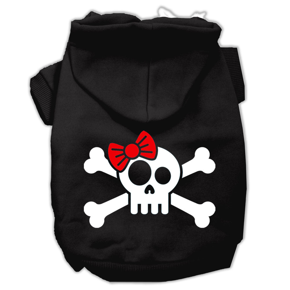 Skull Crossbone Bow Screen Print Pet Hoodies Black Size Lg GreatEagleInc