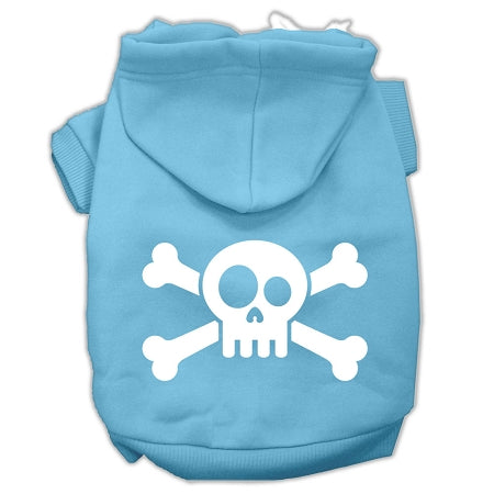 Skull Crossbone Screen Print Pet Hoodies Baby Blue Size Lg GreatEagleInc