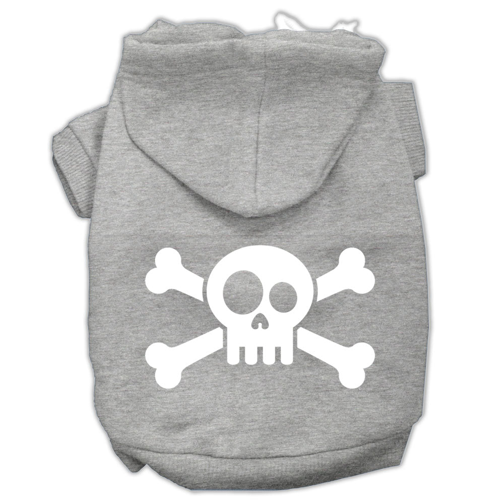 Skull Crossbone Screen Print Pet Hoodies Grey Size Lg GreatEagleInc