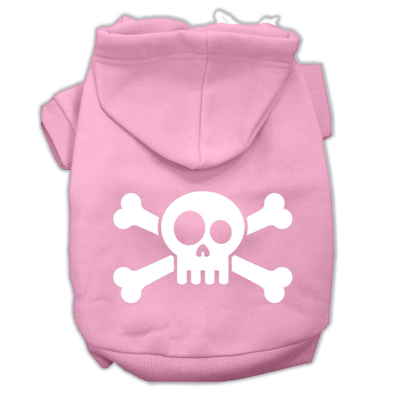 Skull Crossbone Screen Print Pet Hoodies Light Pink Size Lg GreatEagleInc